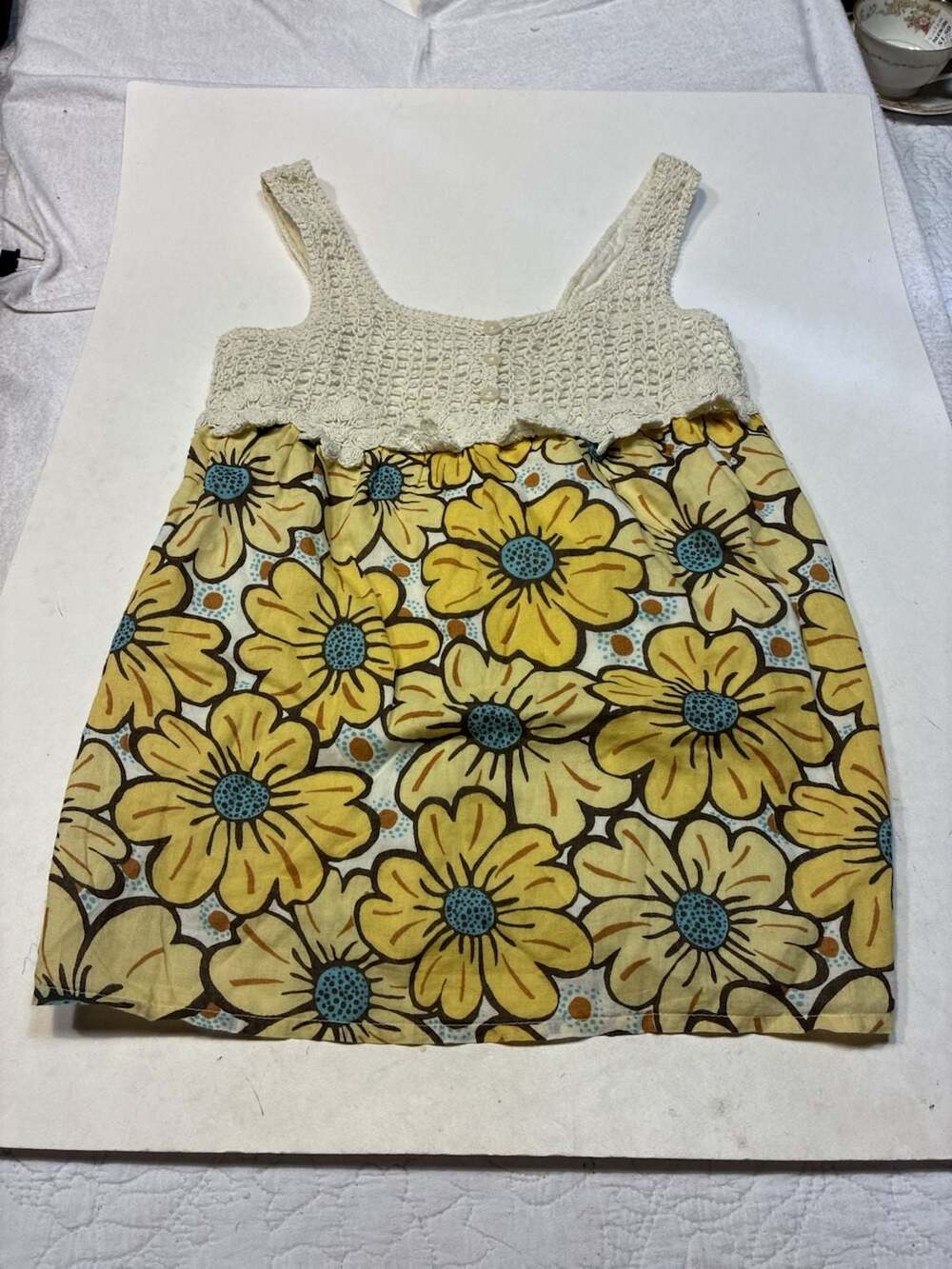 Ivy & Moon Girls Yellow Floral Sundress Size M 10/12 Crochet Top